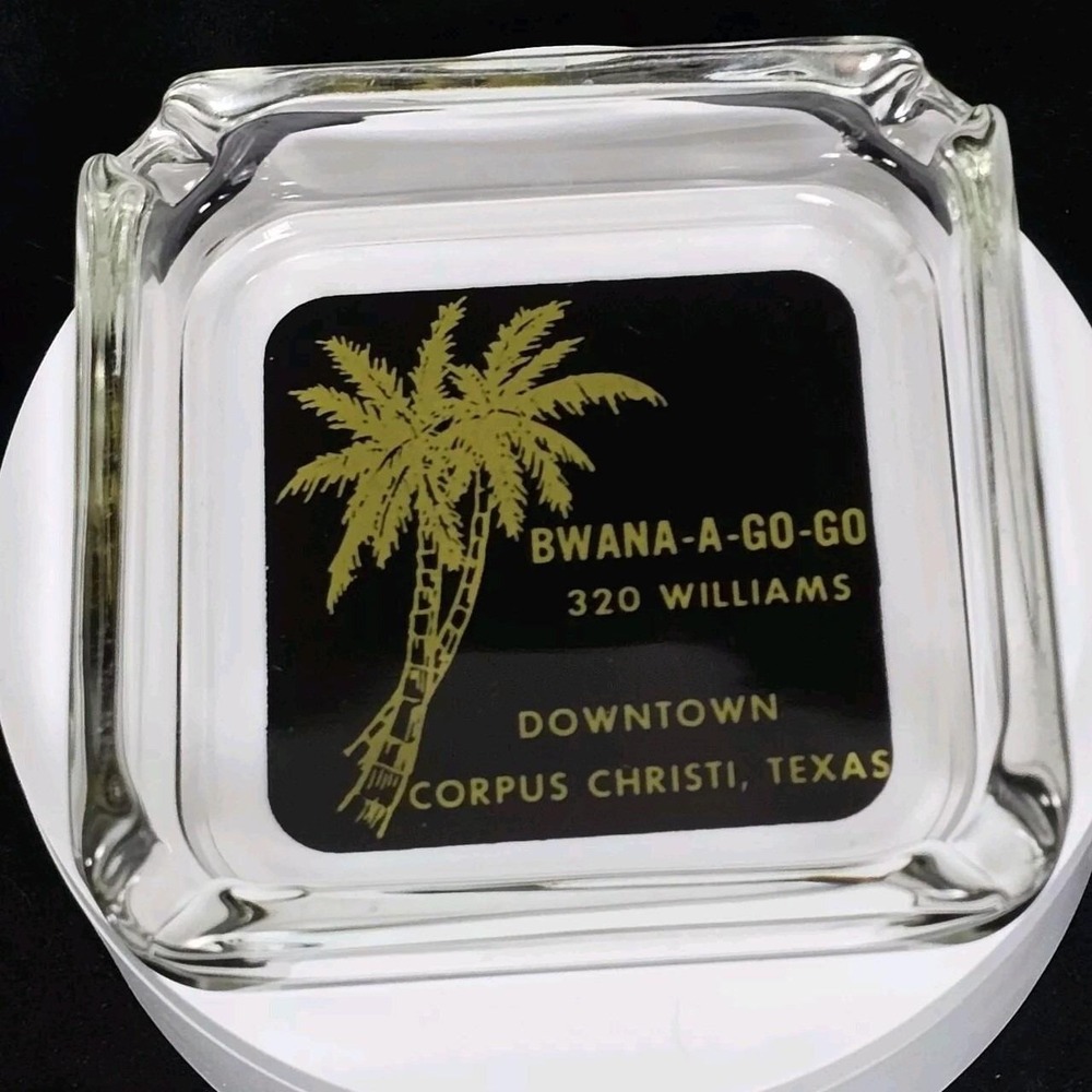 Vintage Bwana-a-go-go Corpus Christi Texas‎ 3.75" Glass Ashtray Burlesque Club
